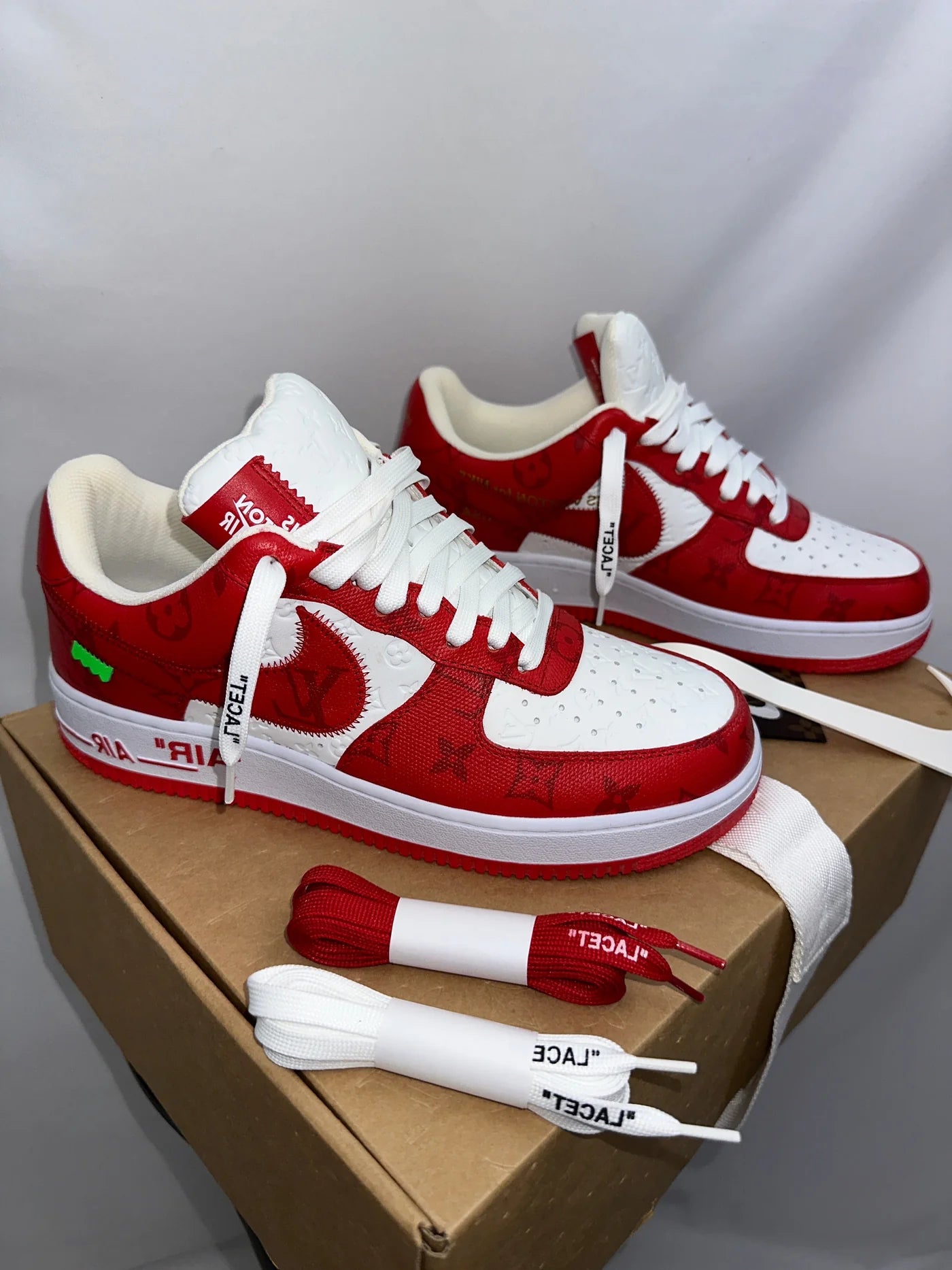 LOUIS VUITTON X AIR FORCE 1 RED SNEAKERS