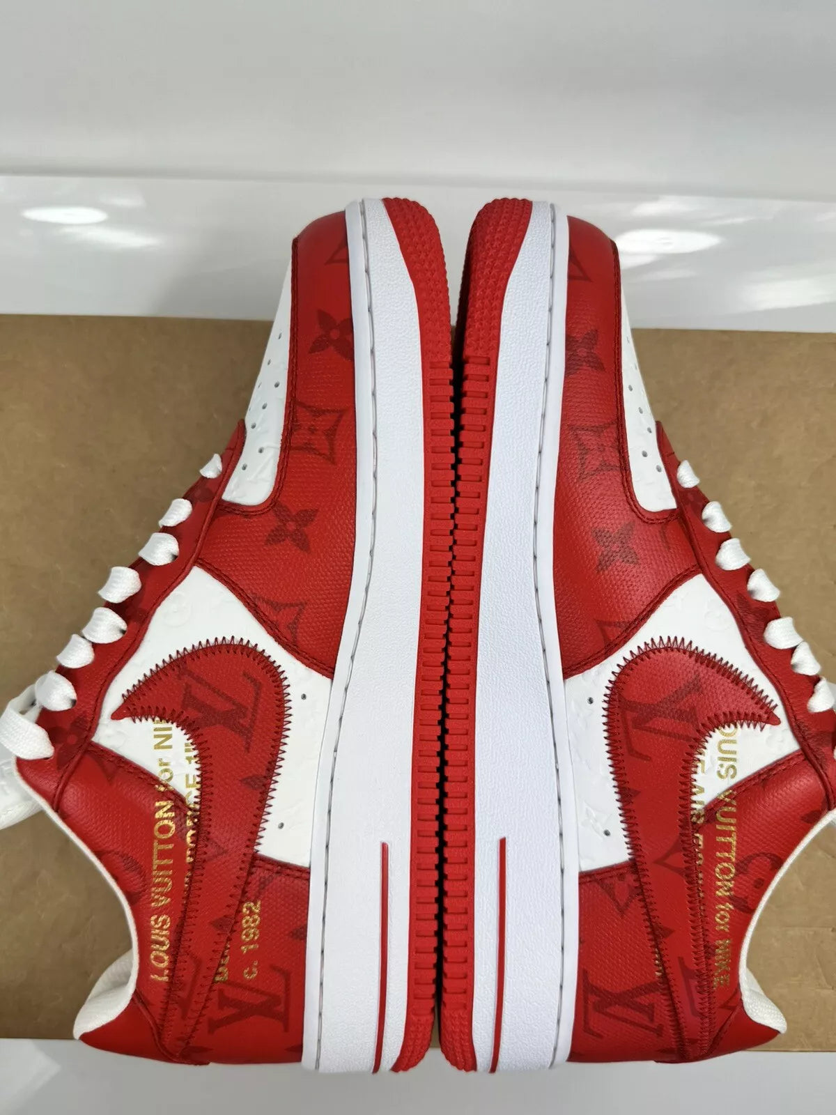 LOUIS VUITTON X AIR FORCE 1 RED SNEAKERS